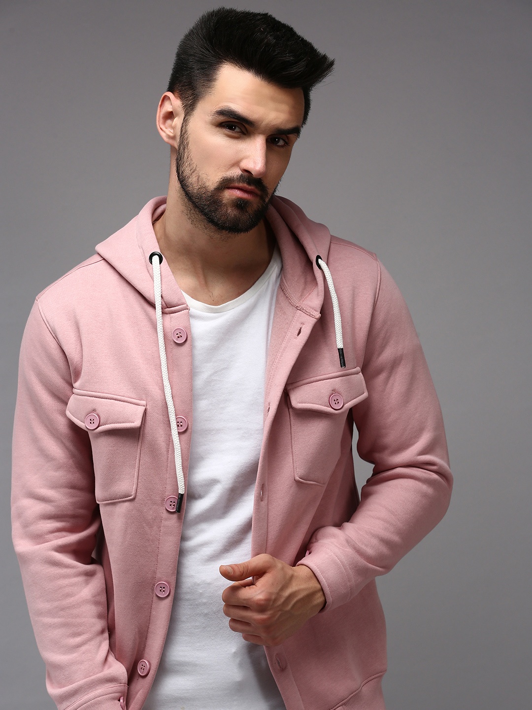 

SHOWOFF Men Pink Hooded Cotton Sweatshirt