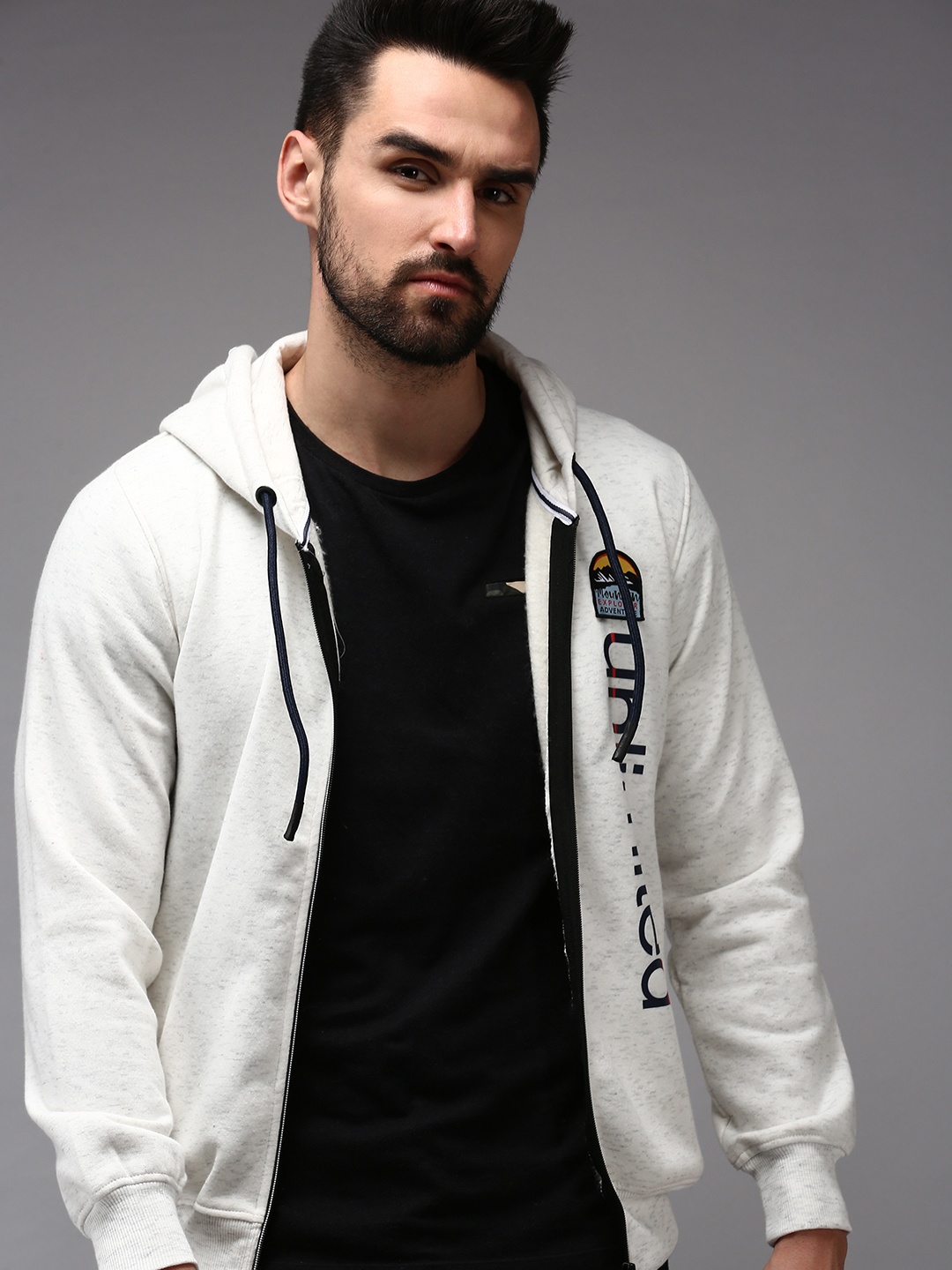 

SHOWOFF Men White Hooded Cotton Sweatshirt