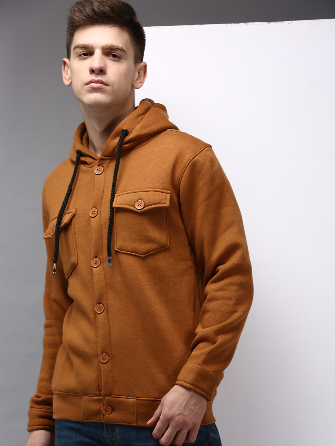 

SHOWOFF Men Brown Hooded Cotton Sweatshirt