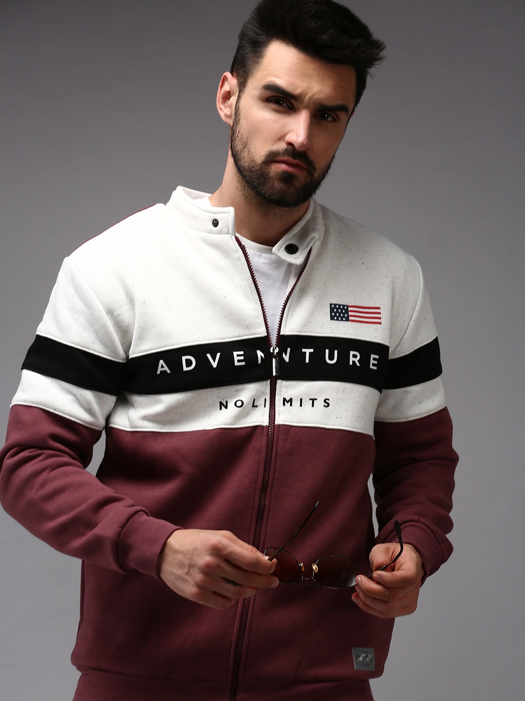 

SHOWOFF Men Burgundy Cotton Sweatshirt