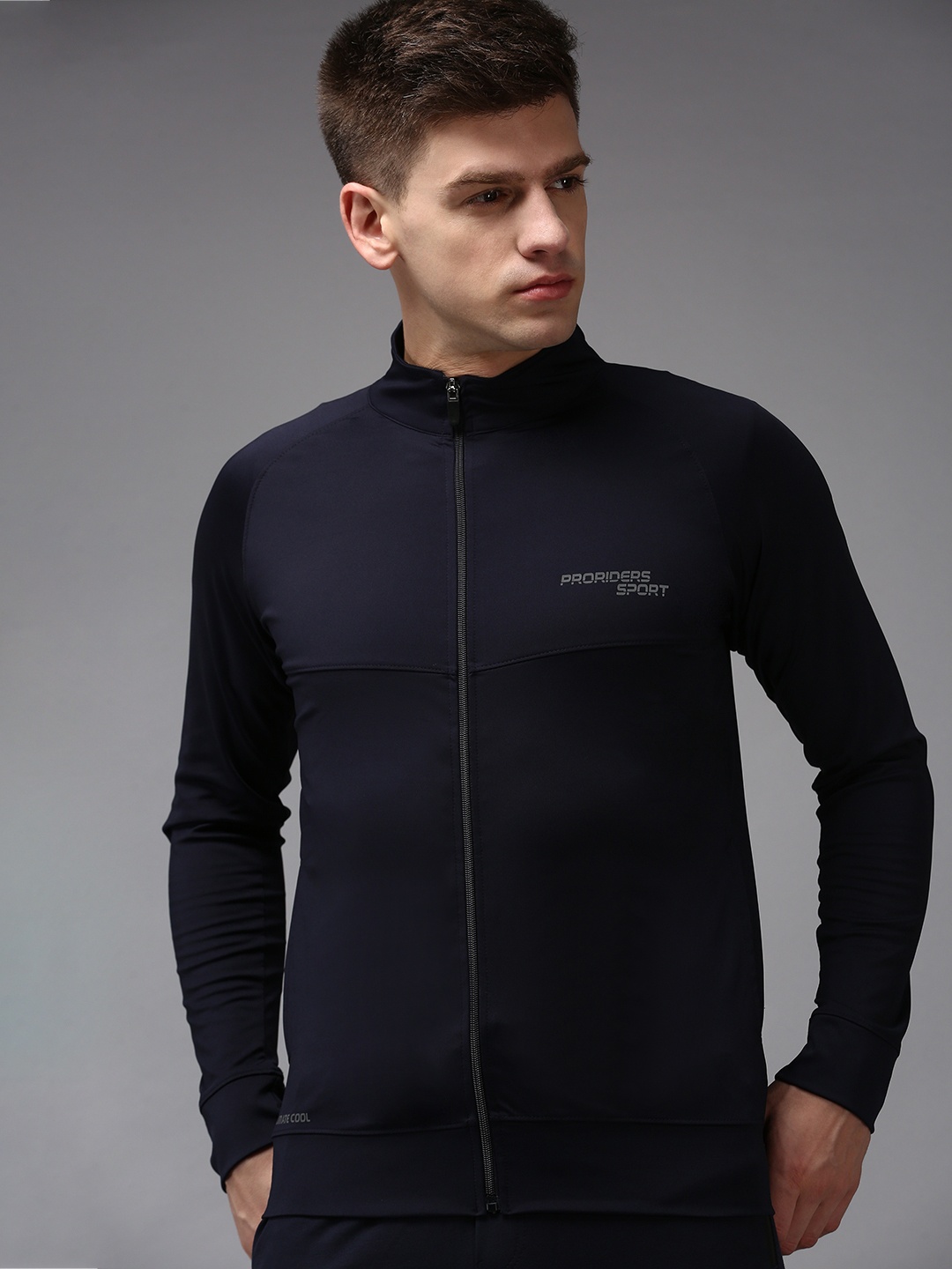 

SHOWOFF Men Navy Blue High Neck Sweatshirt