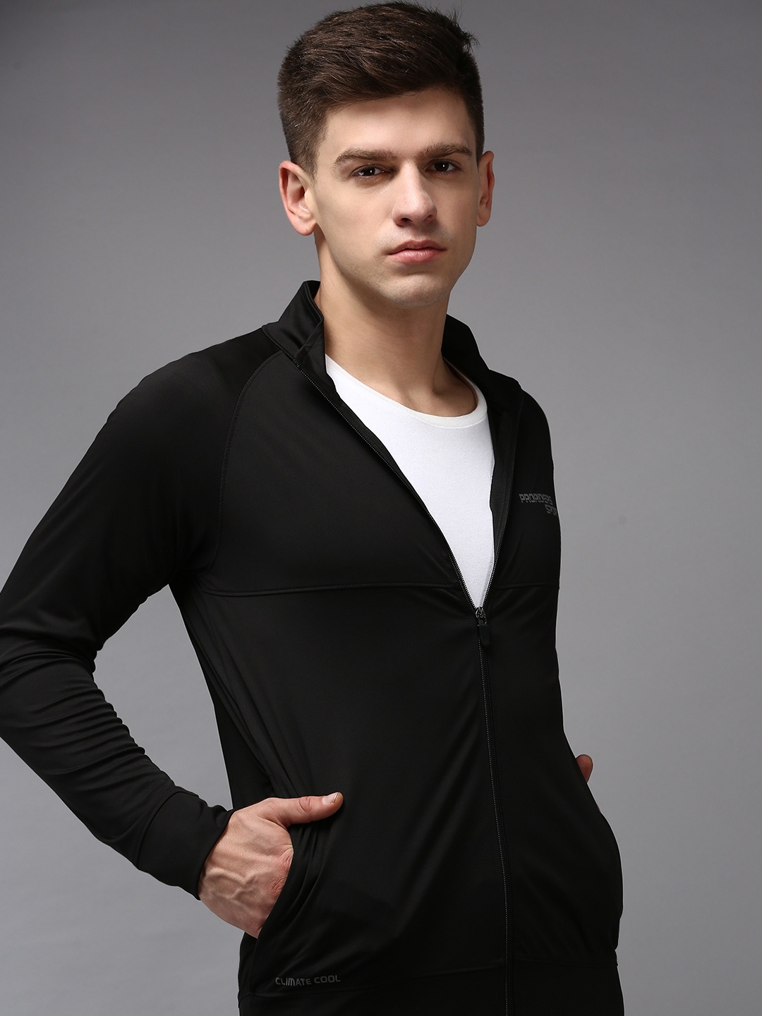 

SHOWOFF High Neck Front-Open Sweatshirt, Black