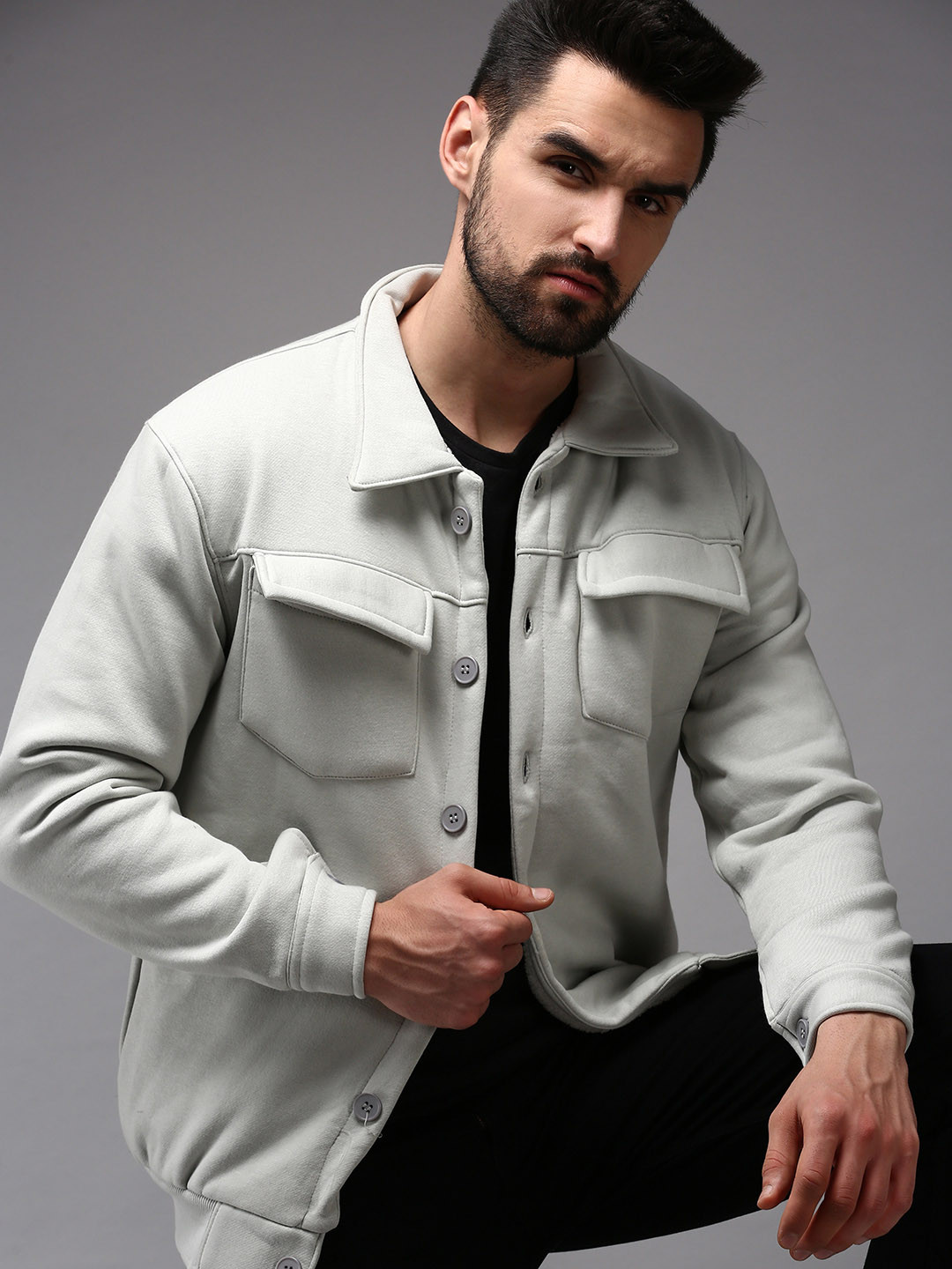 

SHOWOFF Men Grey Cotton Sweatshirt