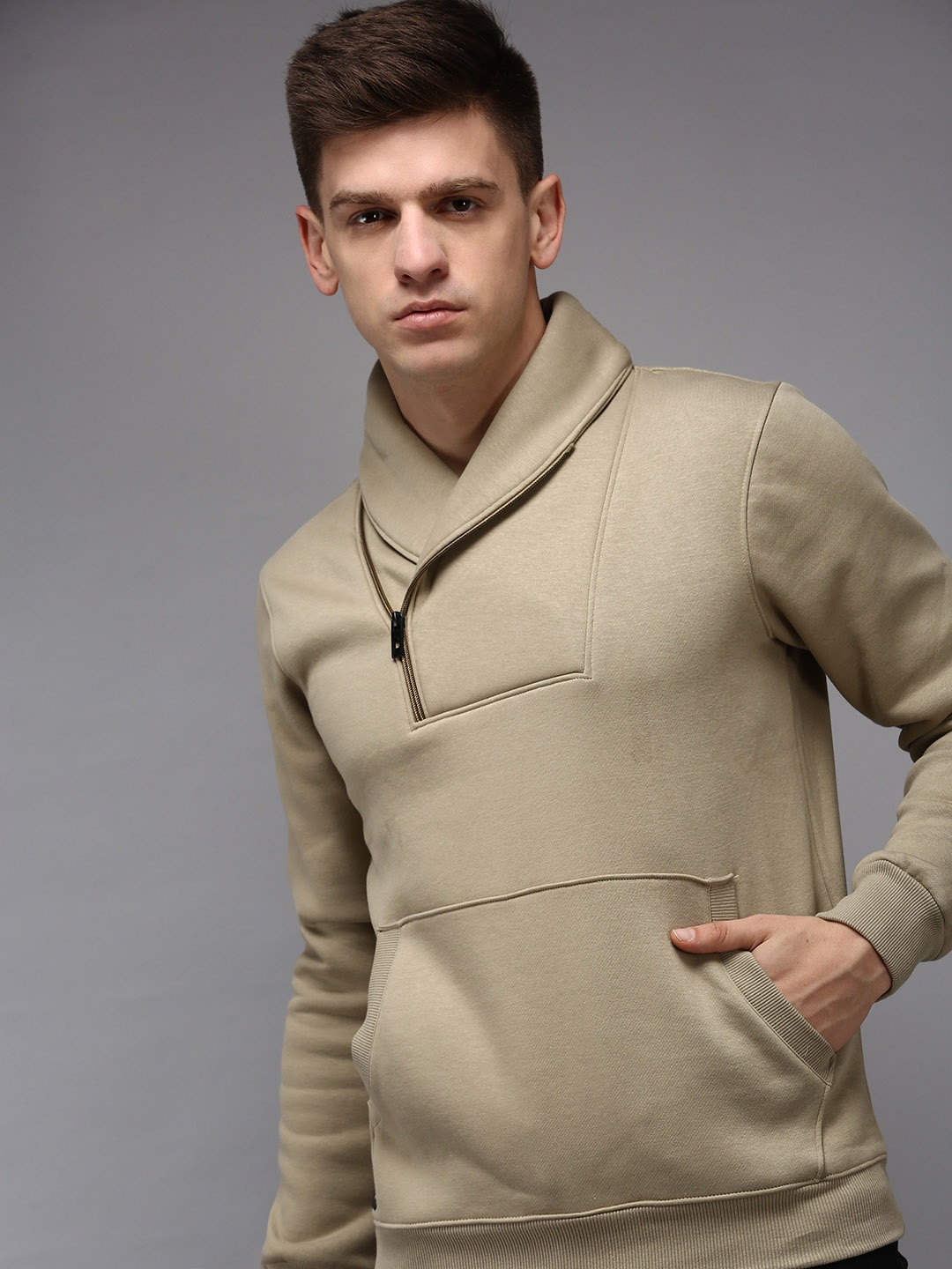 

SHOWOFF Men Khaki Cotton Sweatshirt