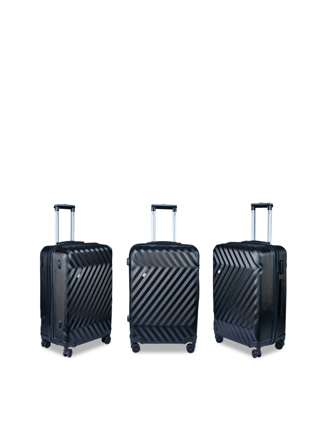 

3G Set Of 2 Black Textured Hard Sided Trolley Bags
