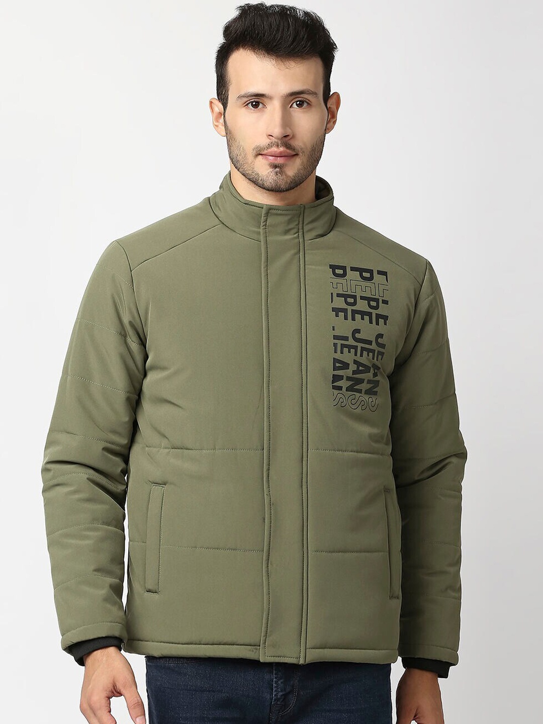 

Pepe Jeans Men Green Typography Padded Jacket