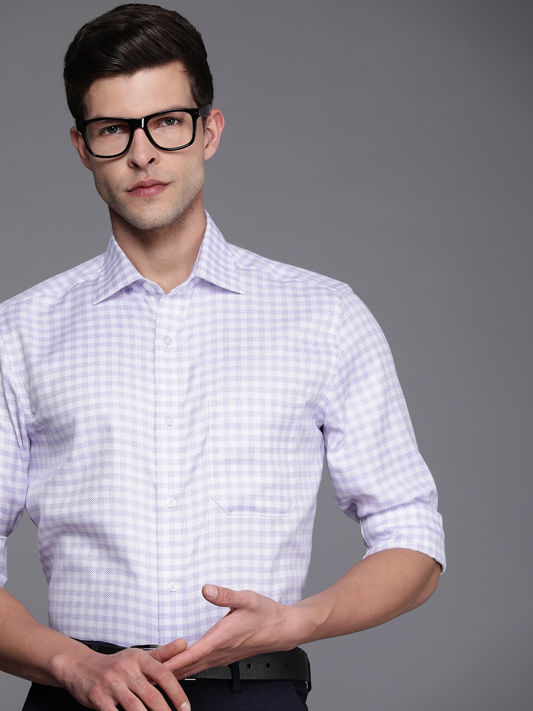 

Louis Philippe Pure Cotton Classic Fit Checked Formal Shirt, White