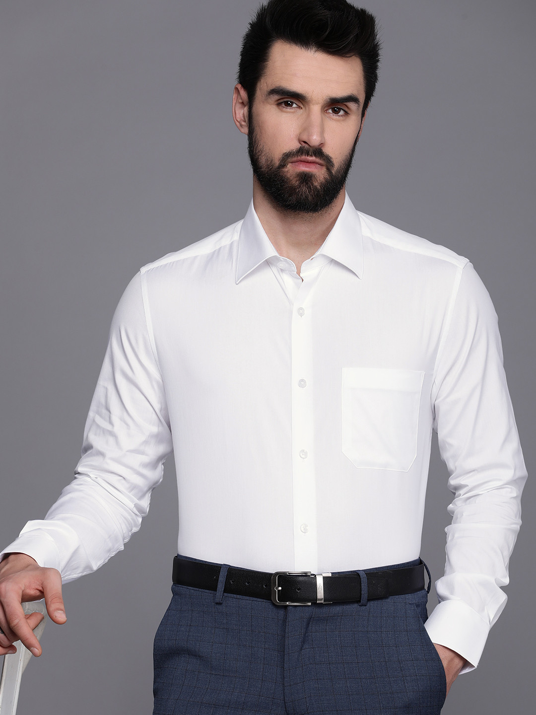 

Louis Philippe Men Pure Cotton Classic Formal Shirt, White