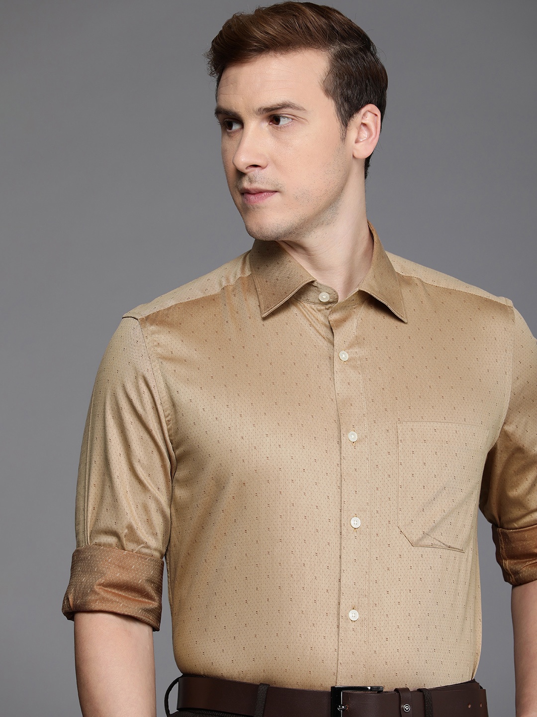 

Louis Philippe Men Brown Pure Cotton Long Sleeves Formal Shirt