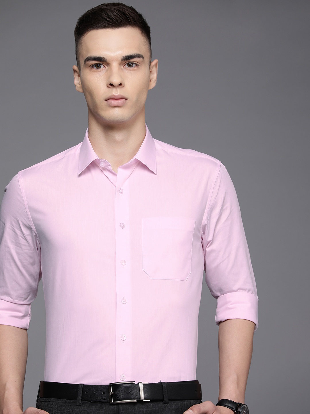

Louis Philippe Cotton Slim Fit Opaque Formal Shirt, Pink