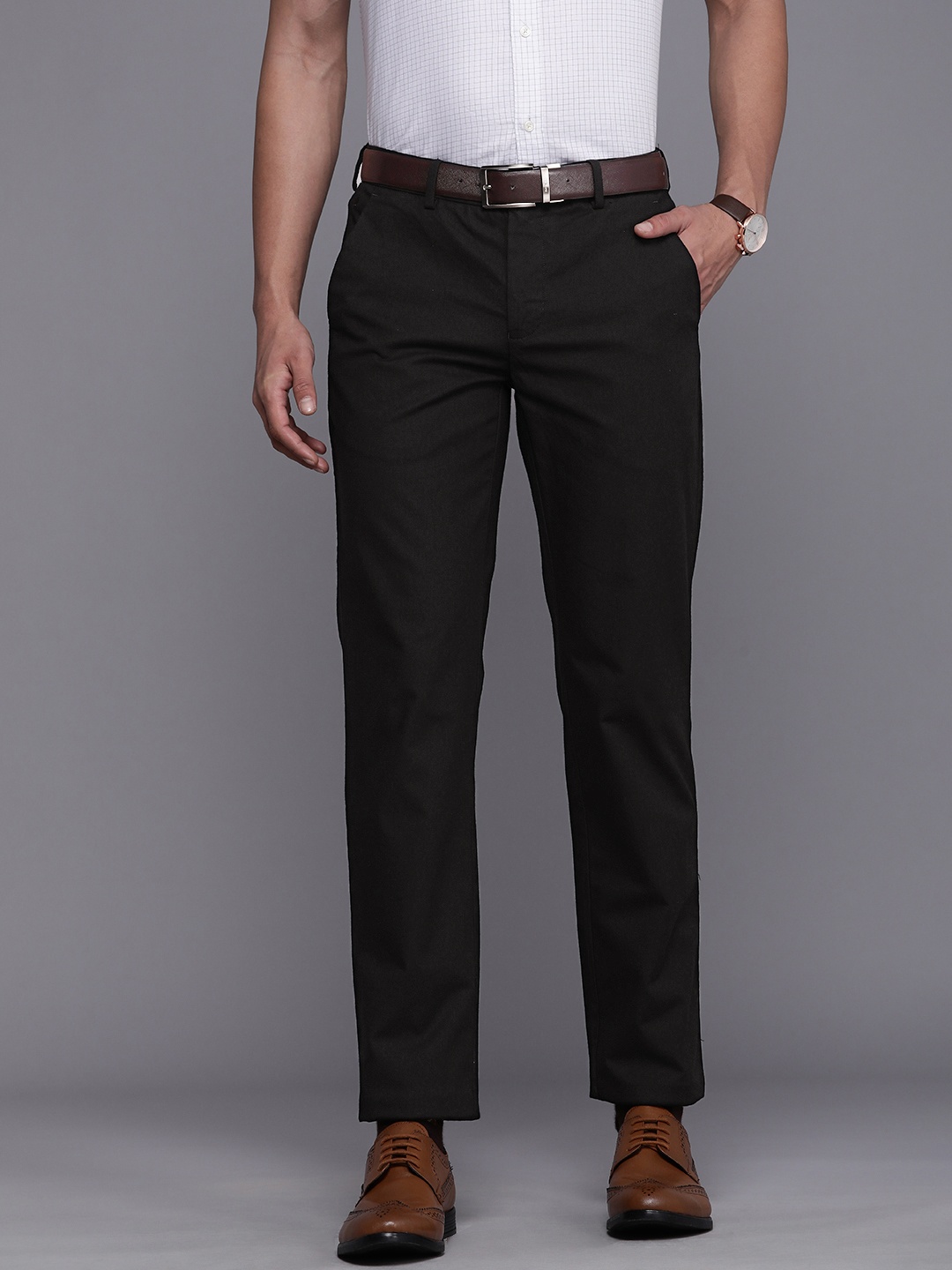 

Louis Philippe Men Slim Fit Trousers, Black
