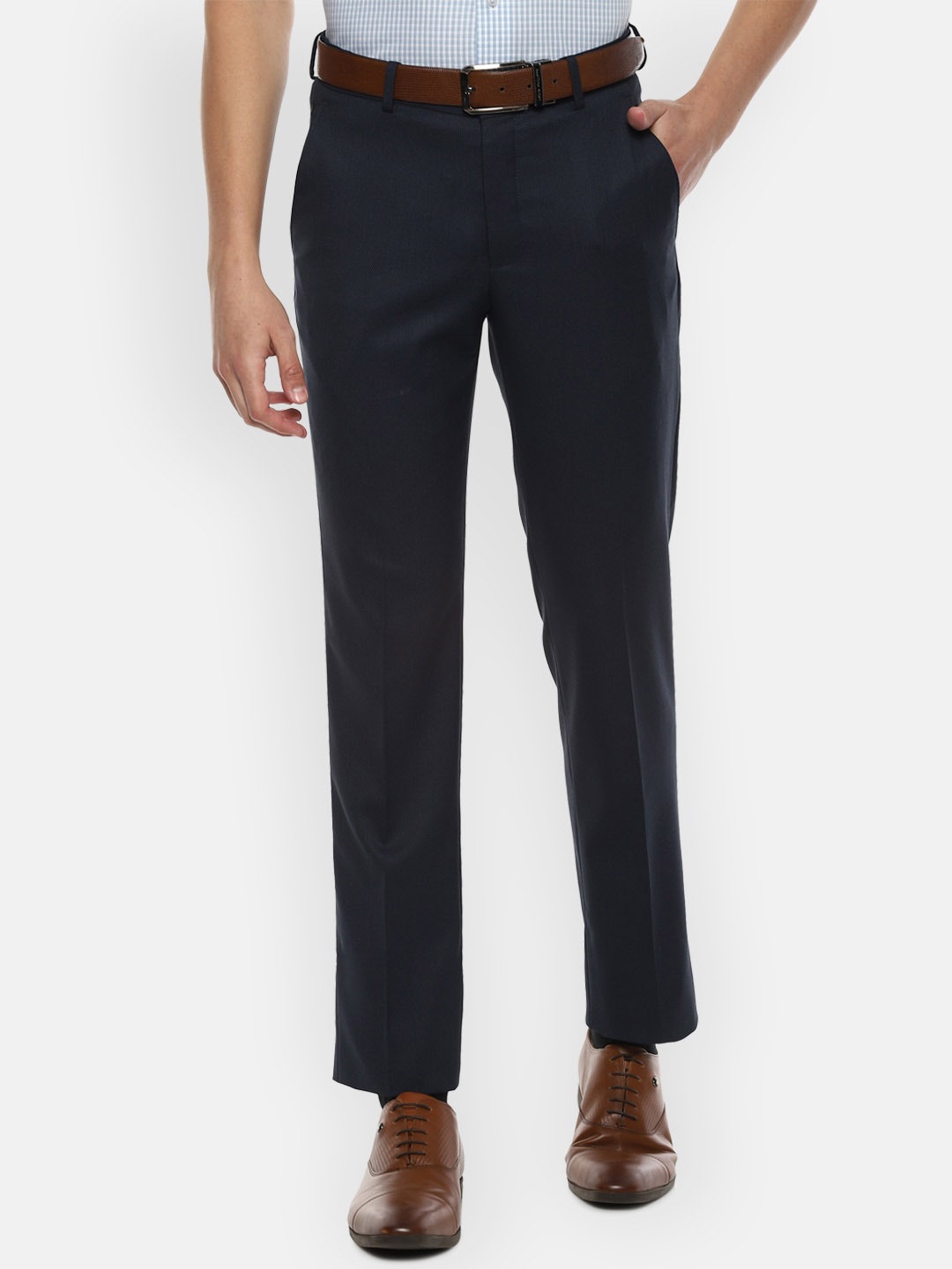 

Louis Philippe Men Slim Fit Formal Trousers, Navy blue