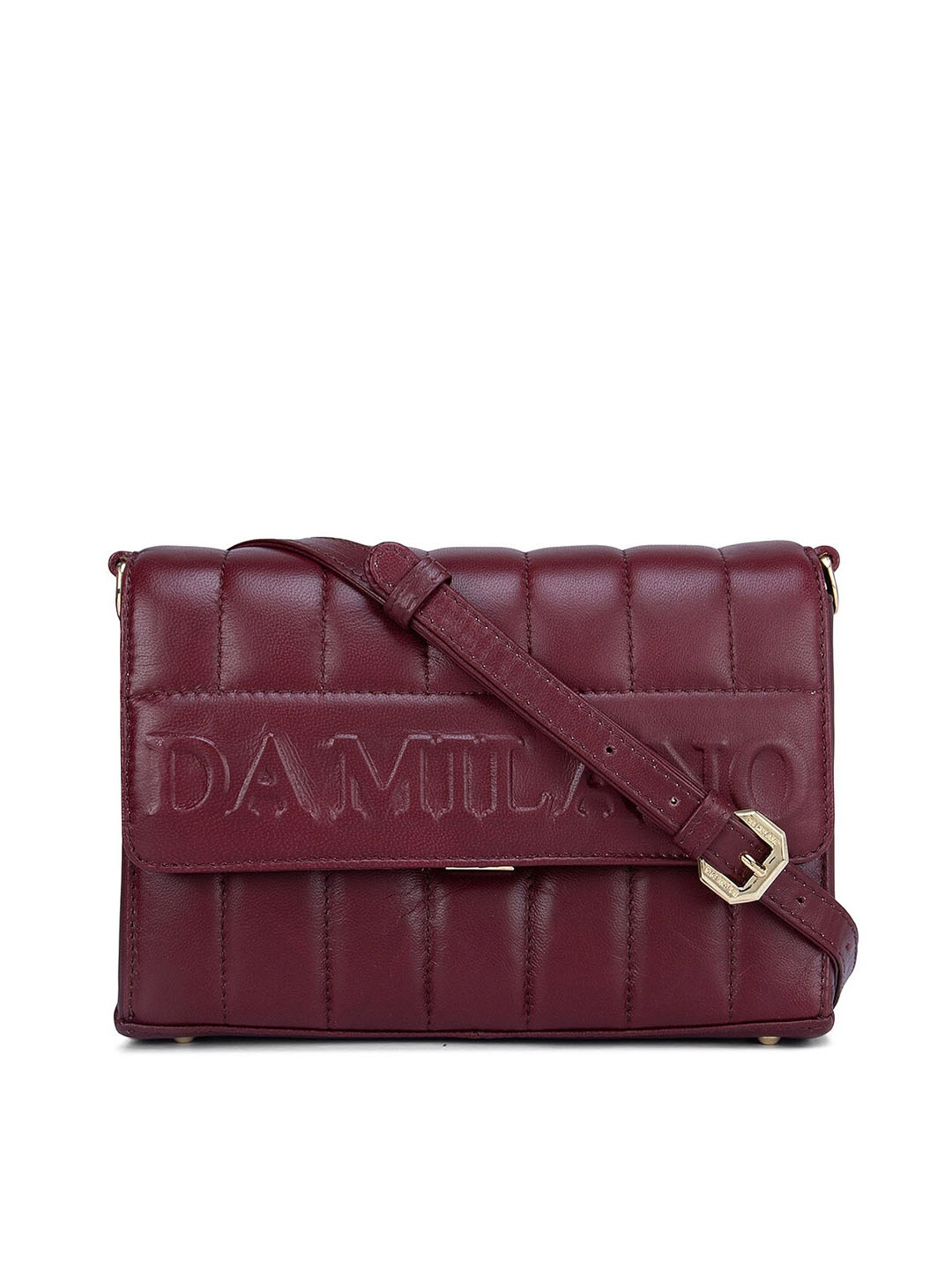 

Da Milano Textured Leather Sling Bag with Quilted Handbags, Maroon