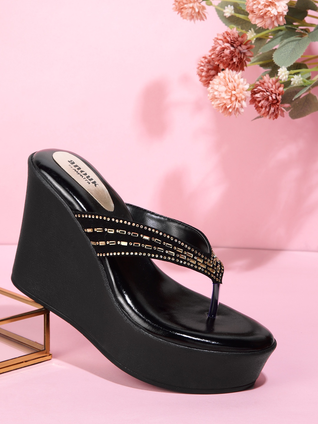 

Anouk Embellished Wedges, Black