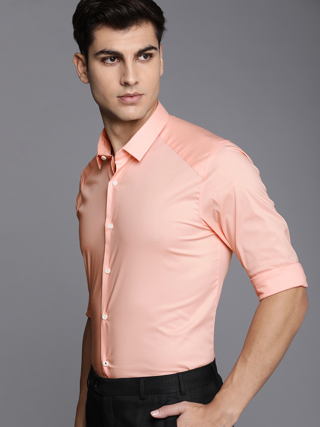 

Louis Philippe Ath Work Men Slim Fit Casual Shirt, Peach