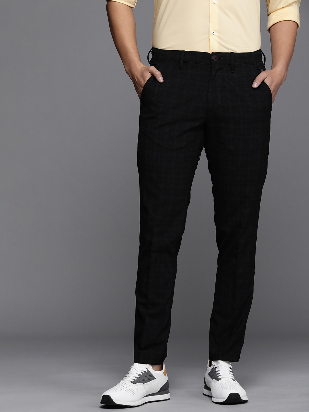 

Louis Philippe Ath Work Men Black Checked Trousers