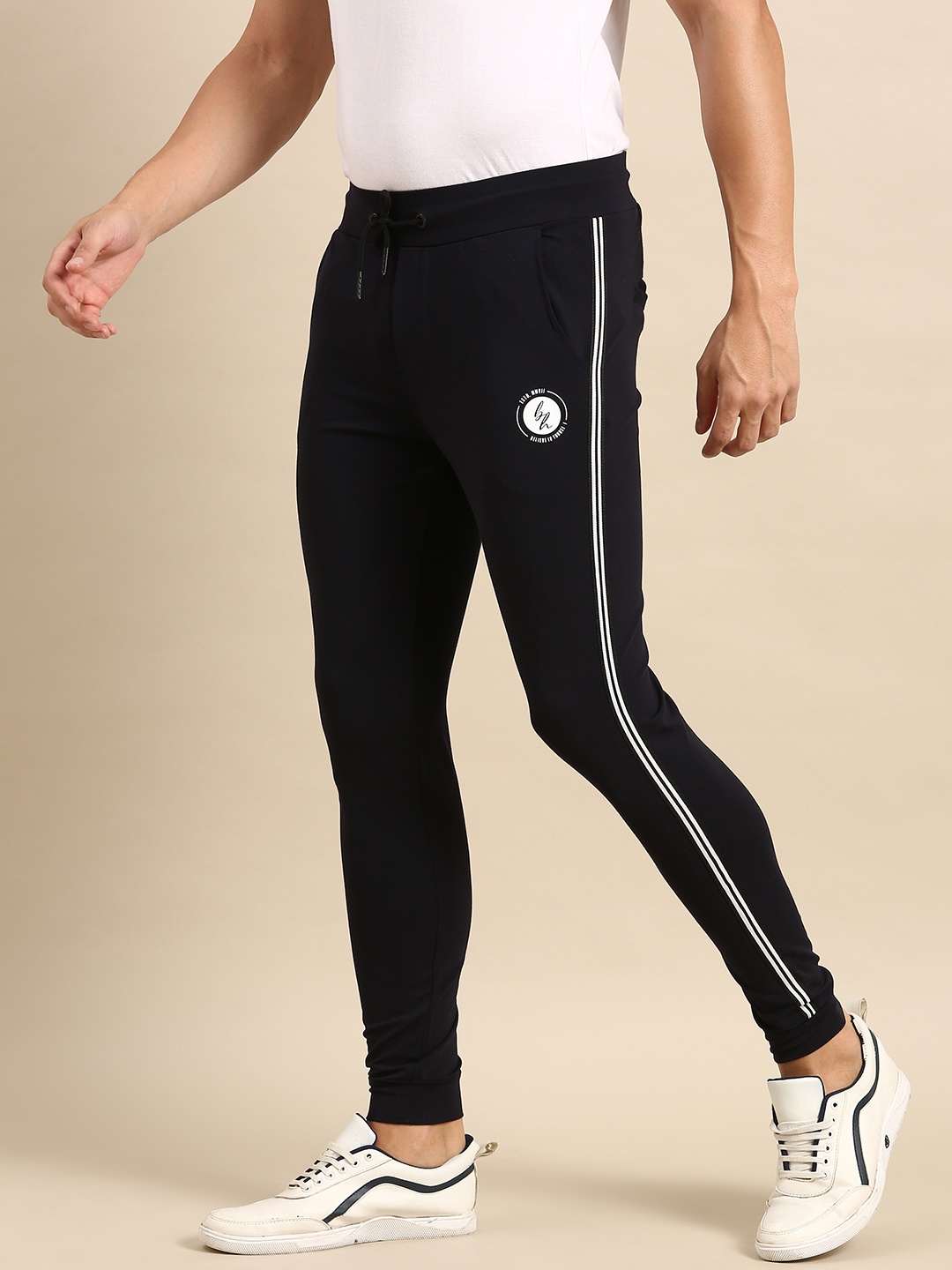 

Being Human Men Mid Rise Joggers With Side Stripe Detail, Navy blue