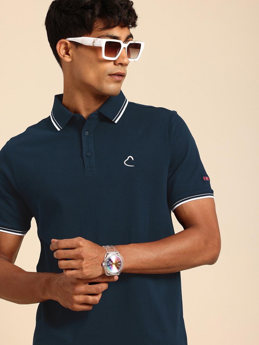 

Being Human Polo Collar T-shirt, Navy blue