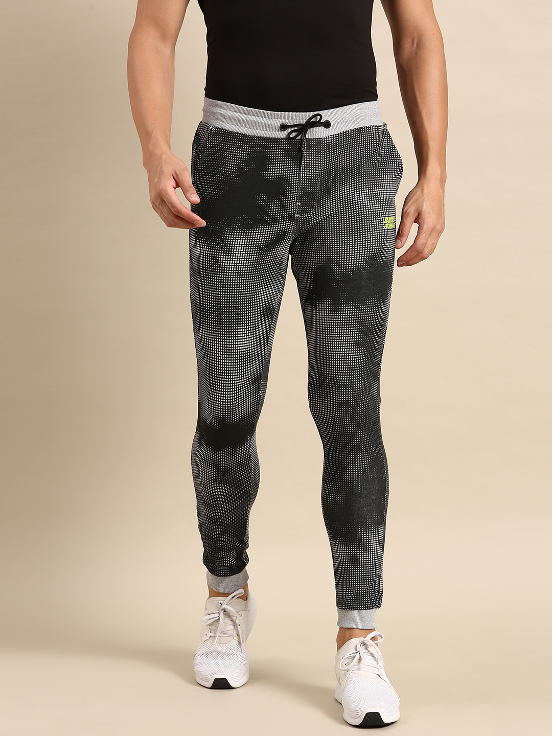 

Being Human Men Mid-Rise Printed Joggers, Black