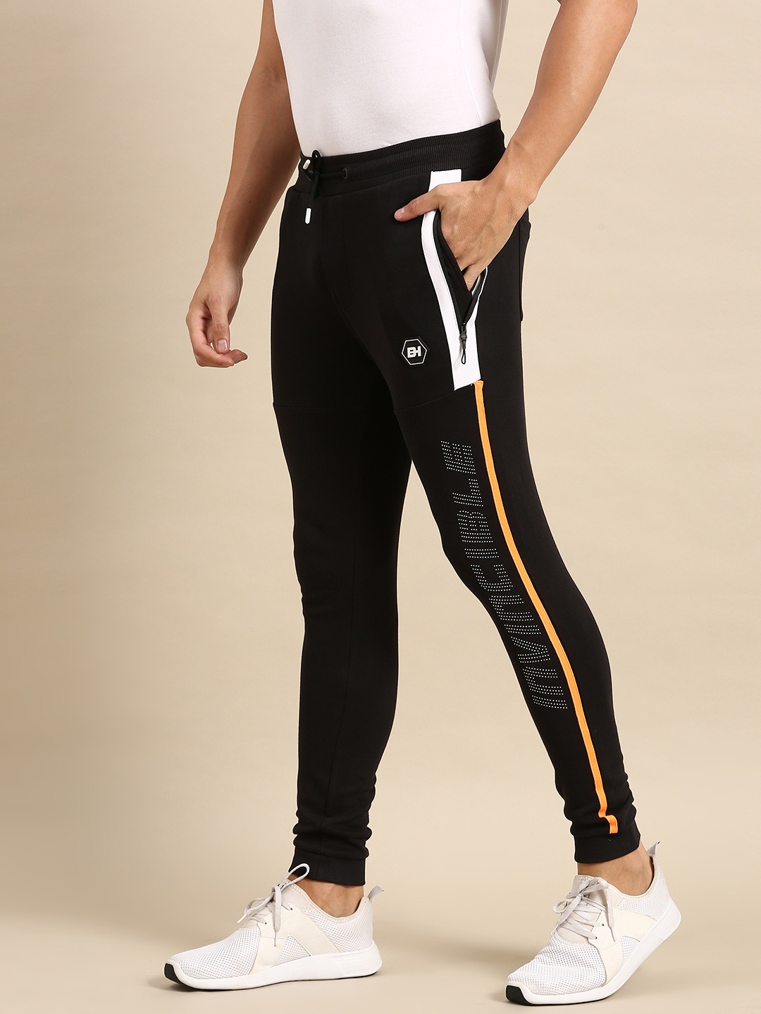 

Being Human Men Printed Mid-Rise Joggers, Black