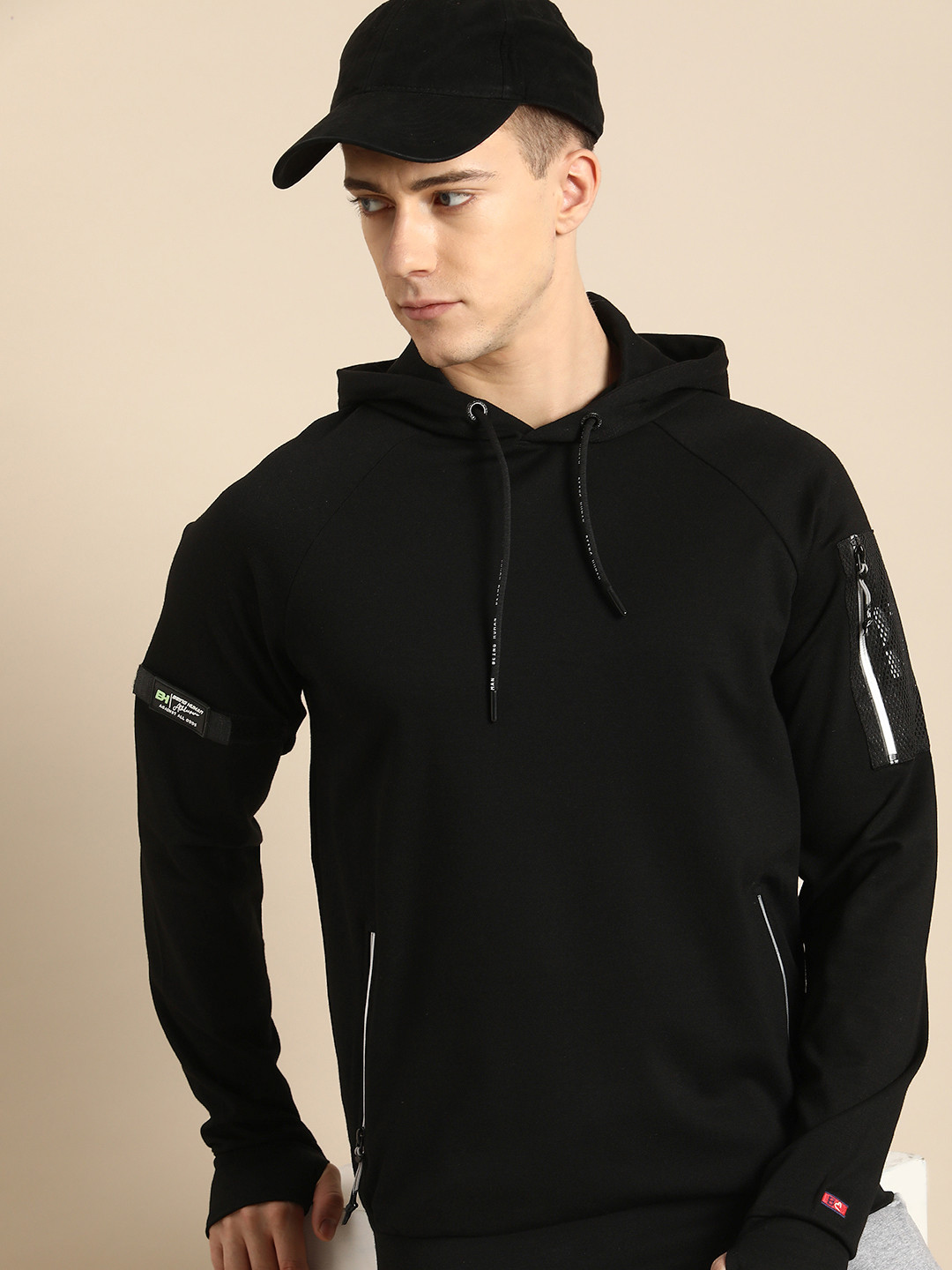 

Being Human Front-Open Hooded Sweatshirt, Black