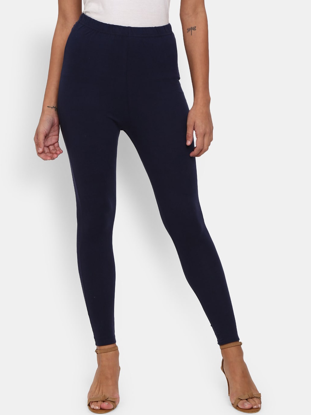 

V-Mart Women Navy Blue Solid Cotton Legging
