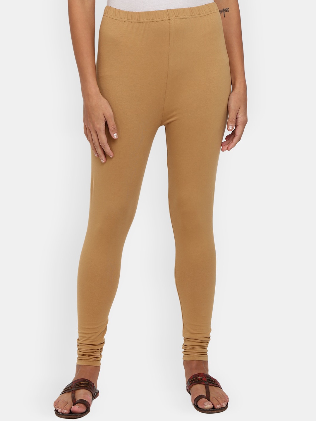 

V-Mart Women Beige Solid Ankle-Length Cotton Leggings