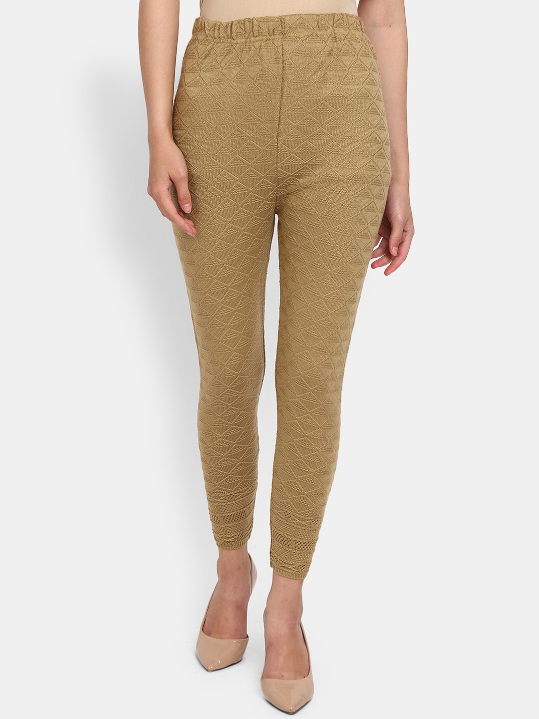 

V-Mart Women Beige Solid Ankle-length Leggings