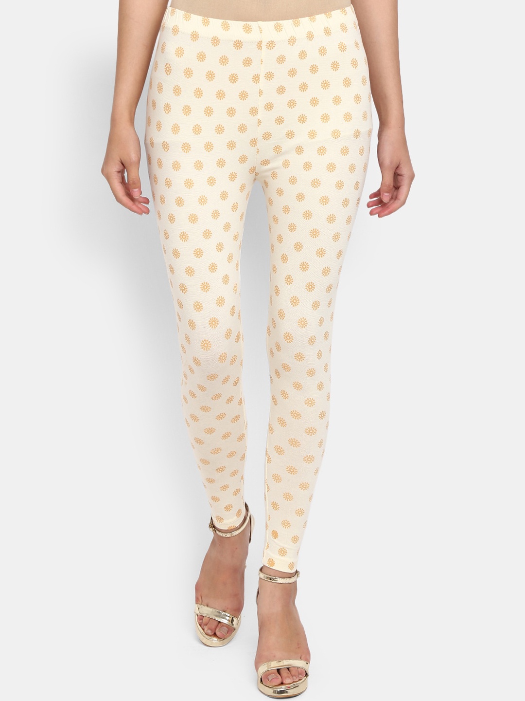 

V-Mart Women Beige Printed Cotton Lycra Legging