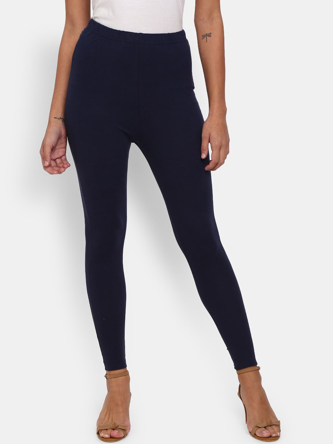 

V-Mart Women Navy Blue Solid Ankle-Length Leggings