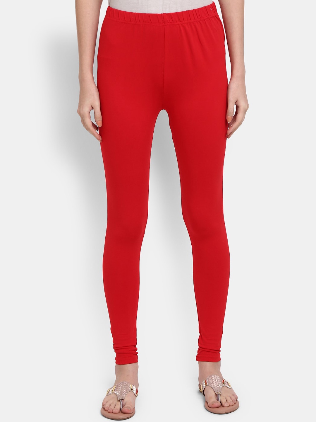 

V-Mart Women Red Solid Regular-Fit Cotton Legging