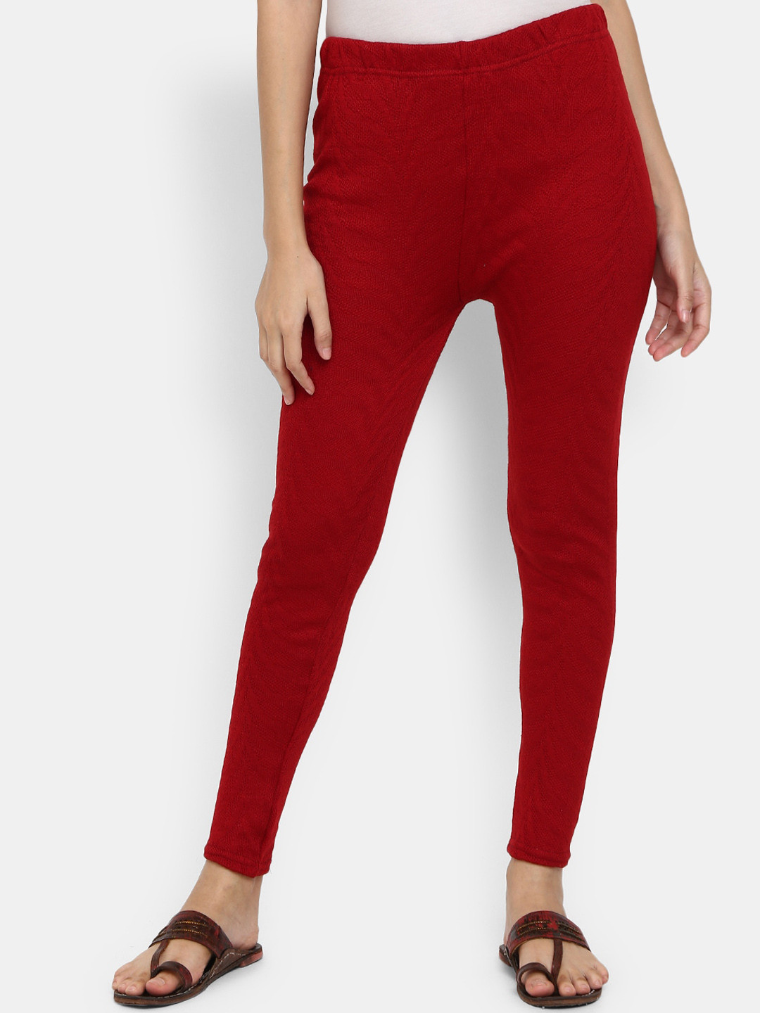 

V-Mart Women Maroon Solid Ankle-Length Cotton Leggings