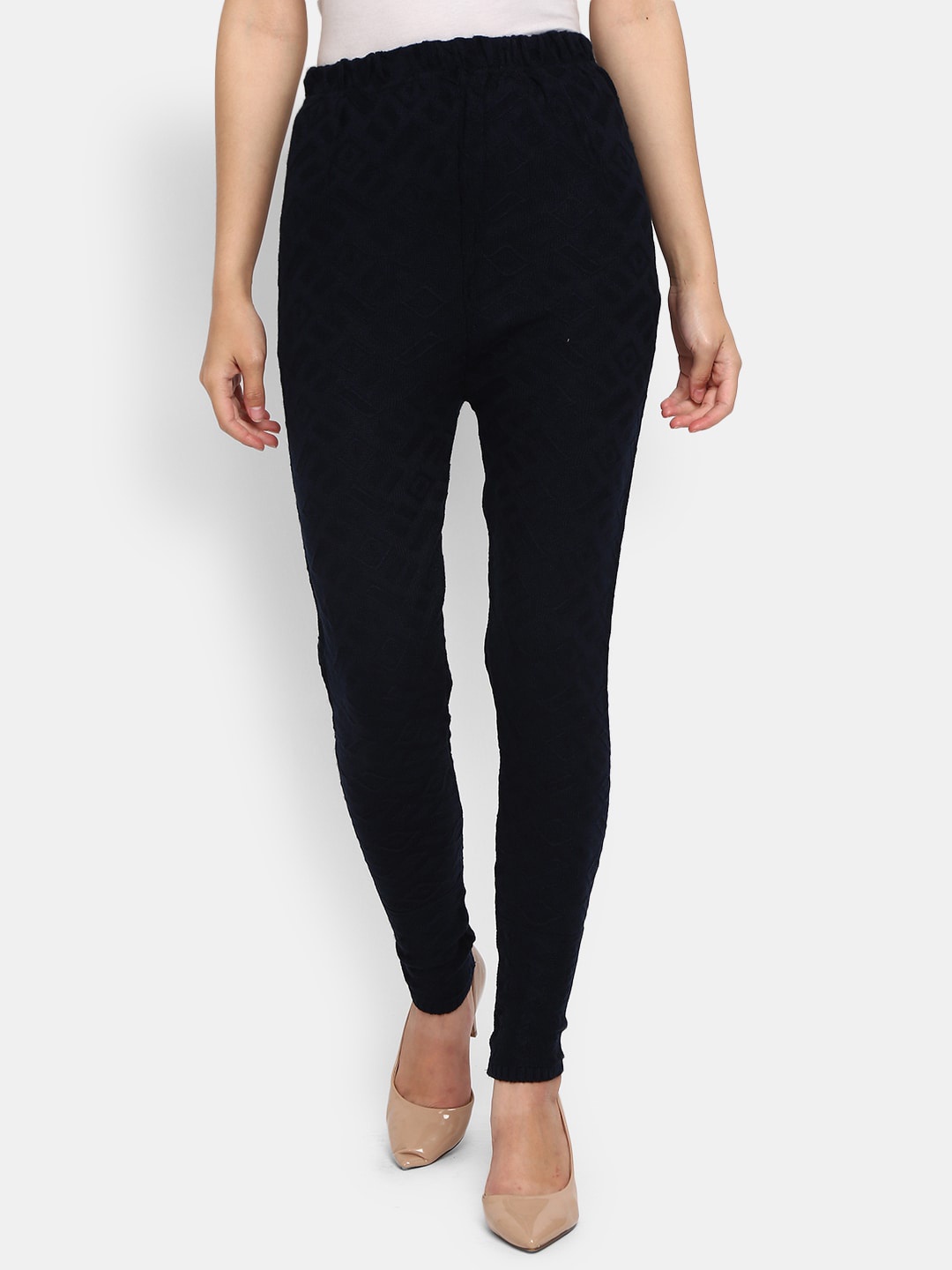 

V-Mart Women Navy Blue Solid Ankle Length Cotton Leggings