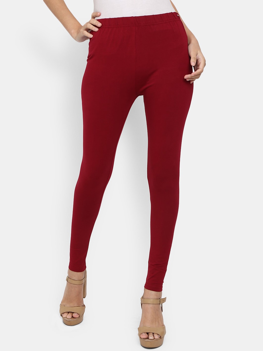 

V-Mart Women Maroon Solid Ankle-Length Leggings