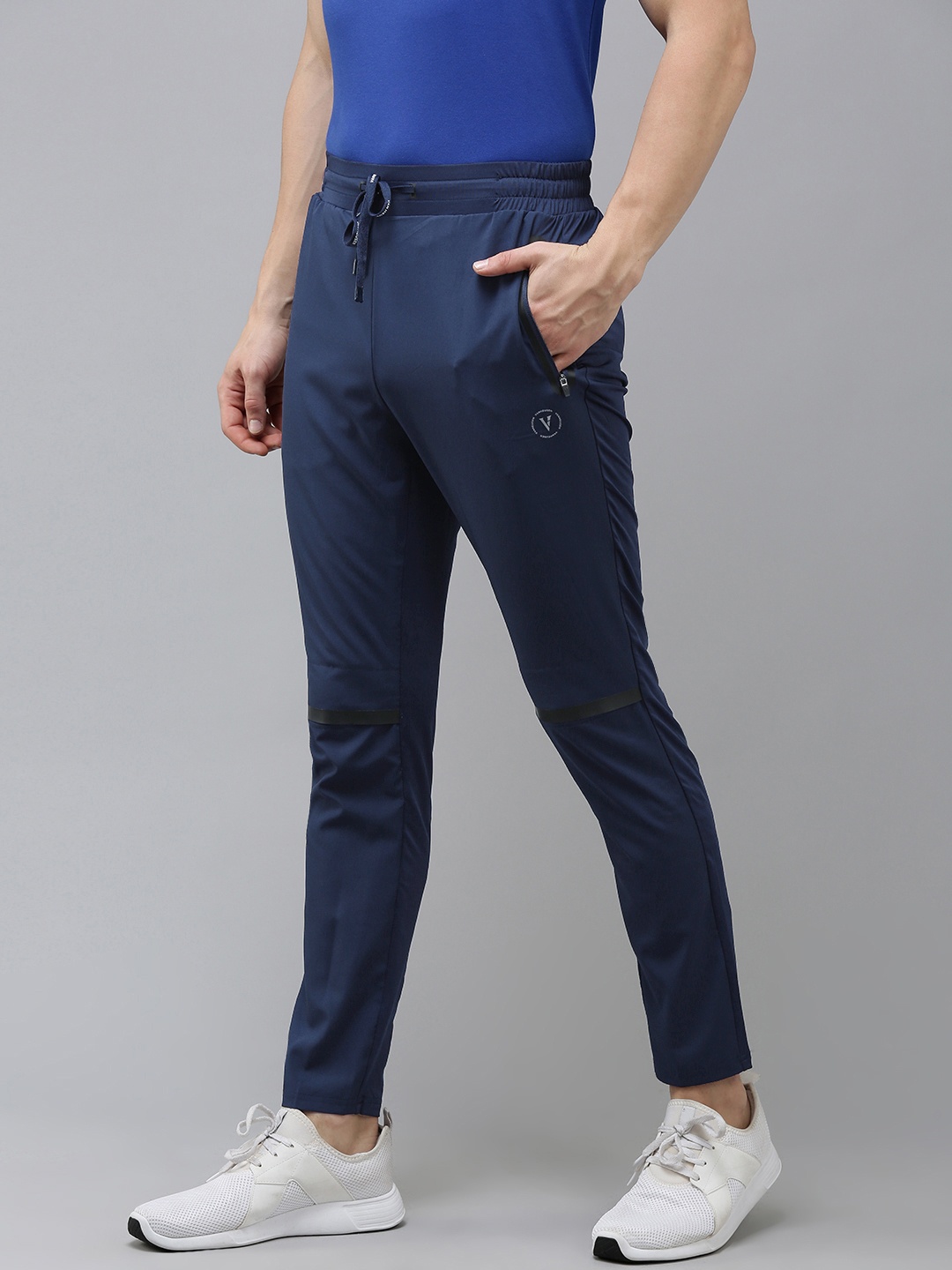 

Van Heusen Men Solid Slim Fit Sports Track Pants, Navy blue