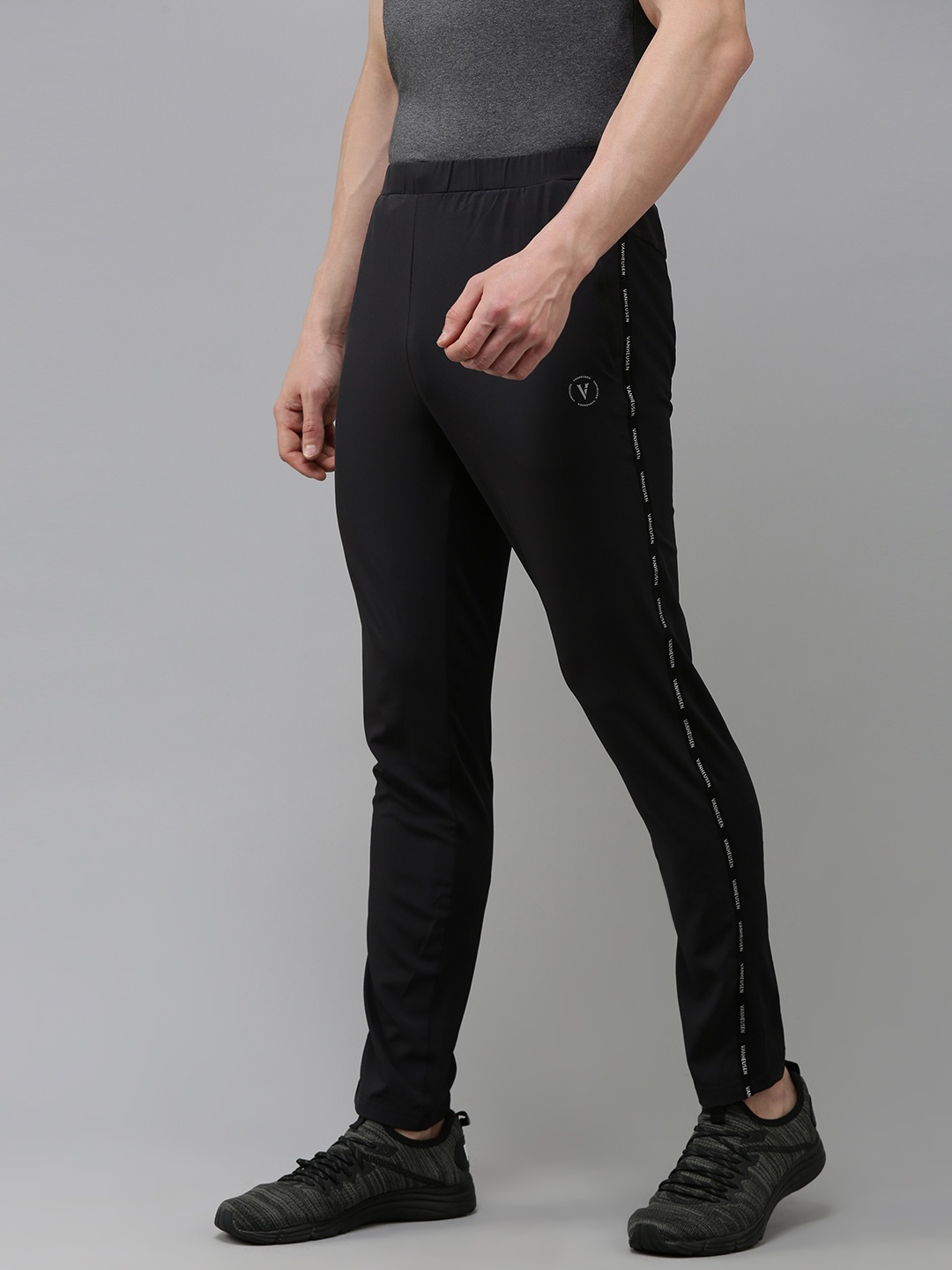 

Van Heusen Flex Men Brand Logo Printed Slim Fit Sports Track Pants, Black