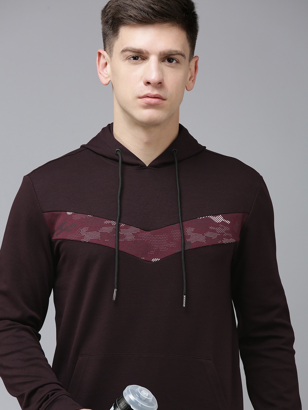 

Van Heusen Flex Men Camouflage Striped Hooded Training Sweatshirt, Maroon