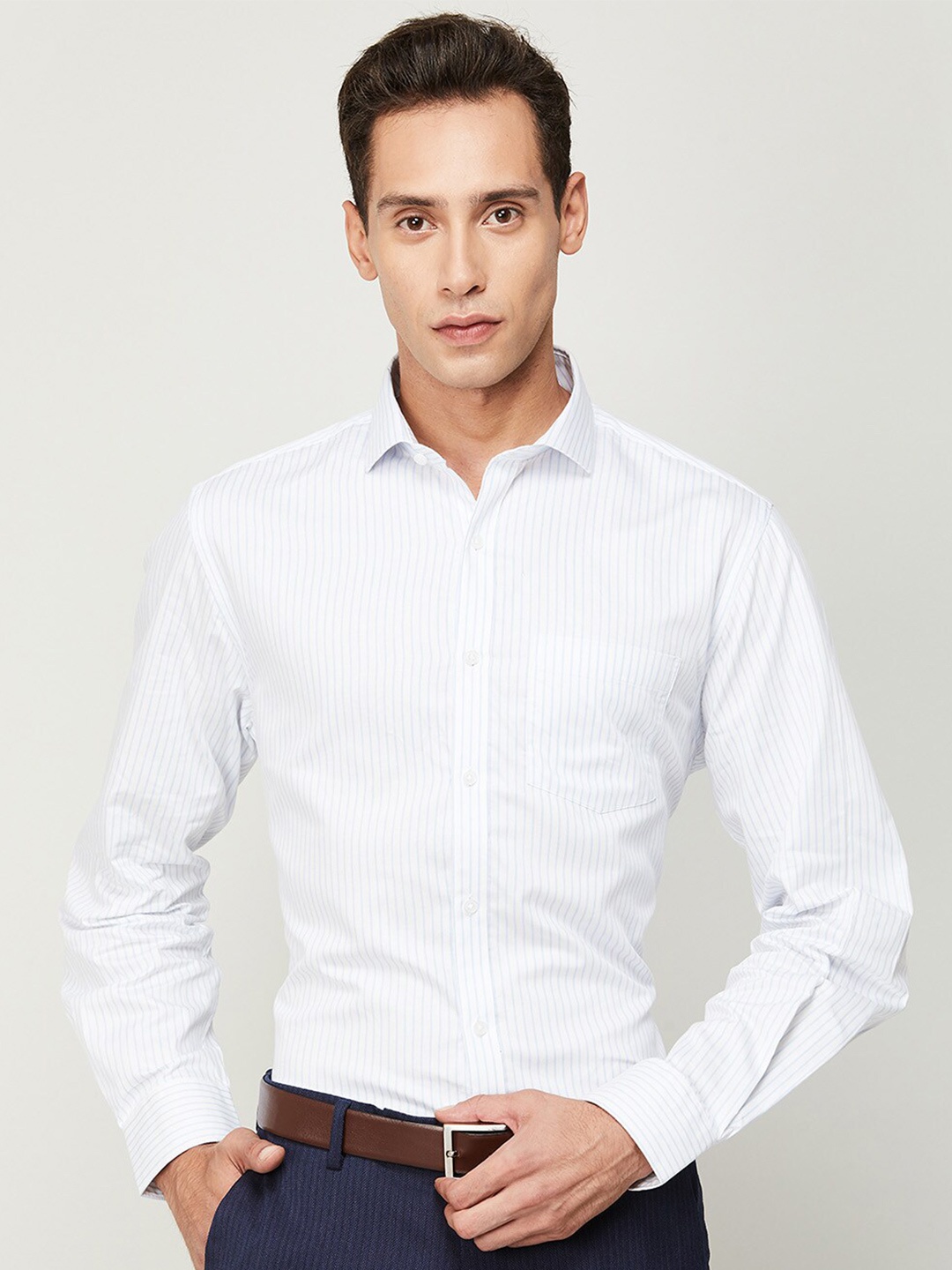 

CODE by Lifestyle Men Blue Slim Fit Striped Cotton Formal Shirt