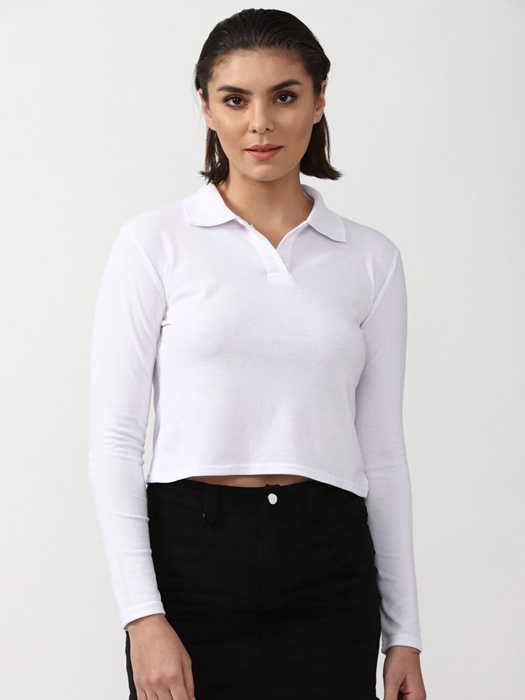 

FOREVER 21 White Shirt Style Crop Top