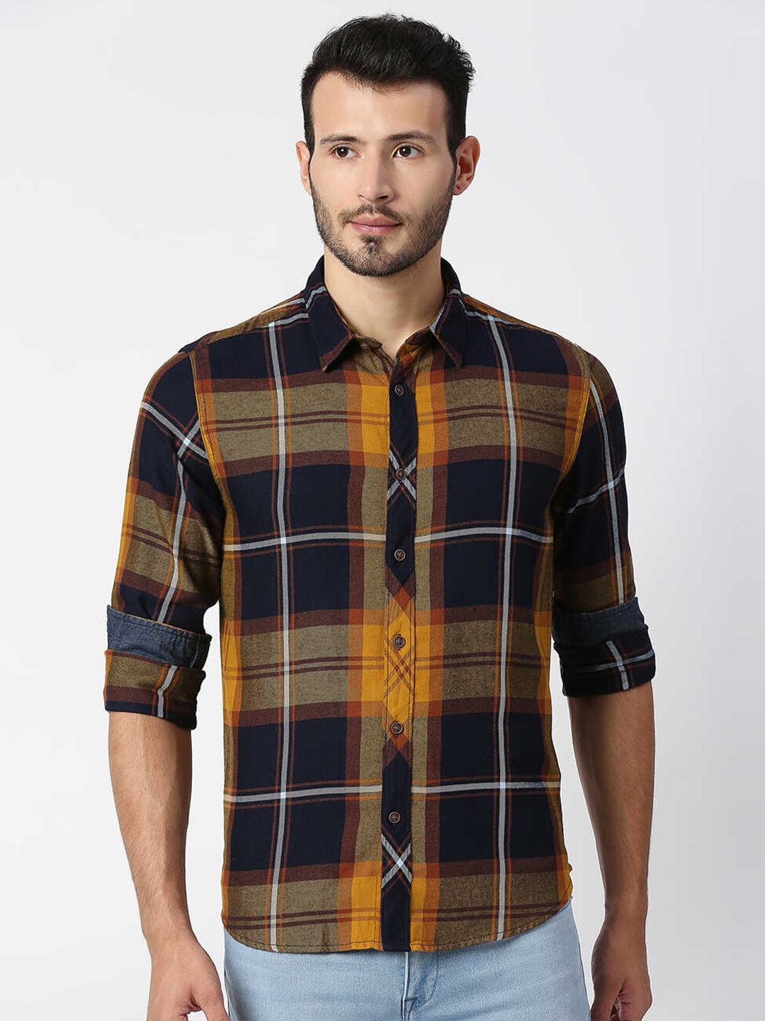 

Pepe Jeans Men Yellow Checked Casual Shirt