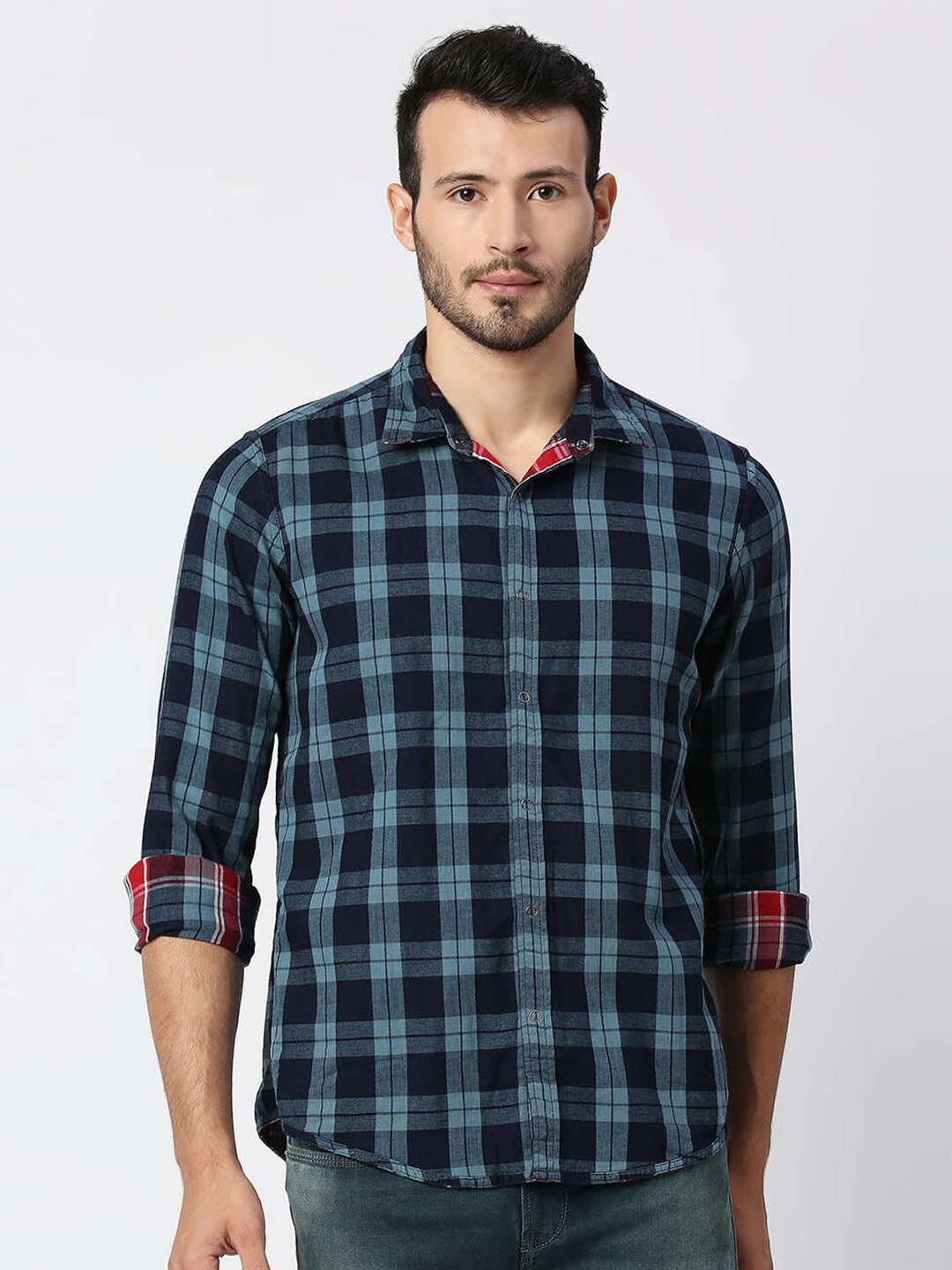 

Pepe Jeans Men Blue Buffalo Checks Checked Casual Shirt
