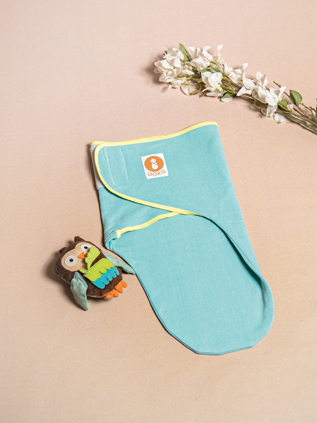 

OOKA Set Of 2 Solid Pure Cotton Snugglee Warm Fleece Baby Swaddle Wrap, Blue