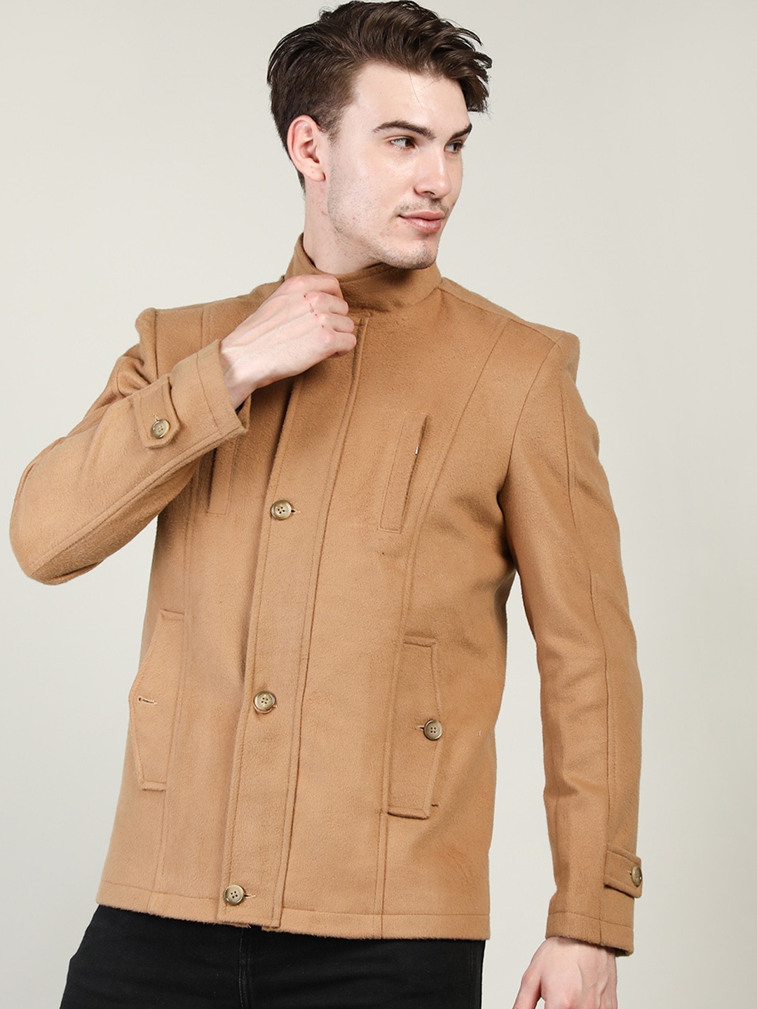 

Dlanxa Men Camel Brown Solid Winter Coats