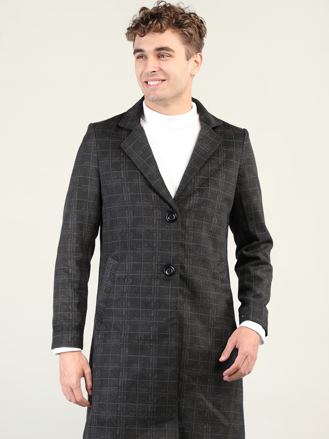 

Dlanxa Men Black Checked Winter Coat