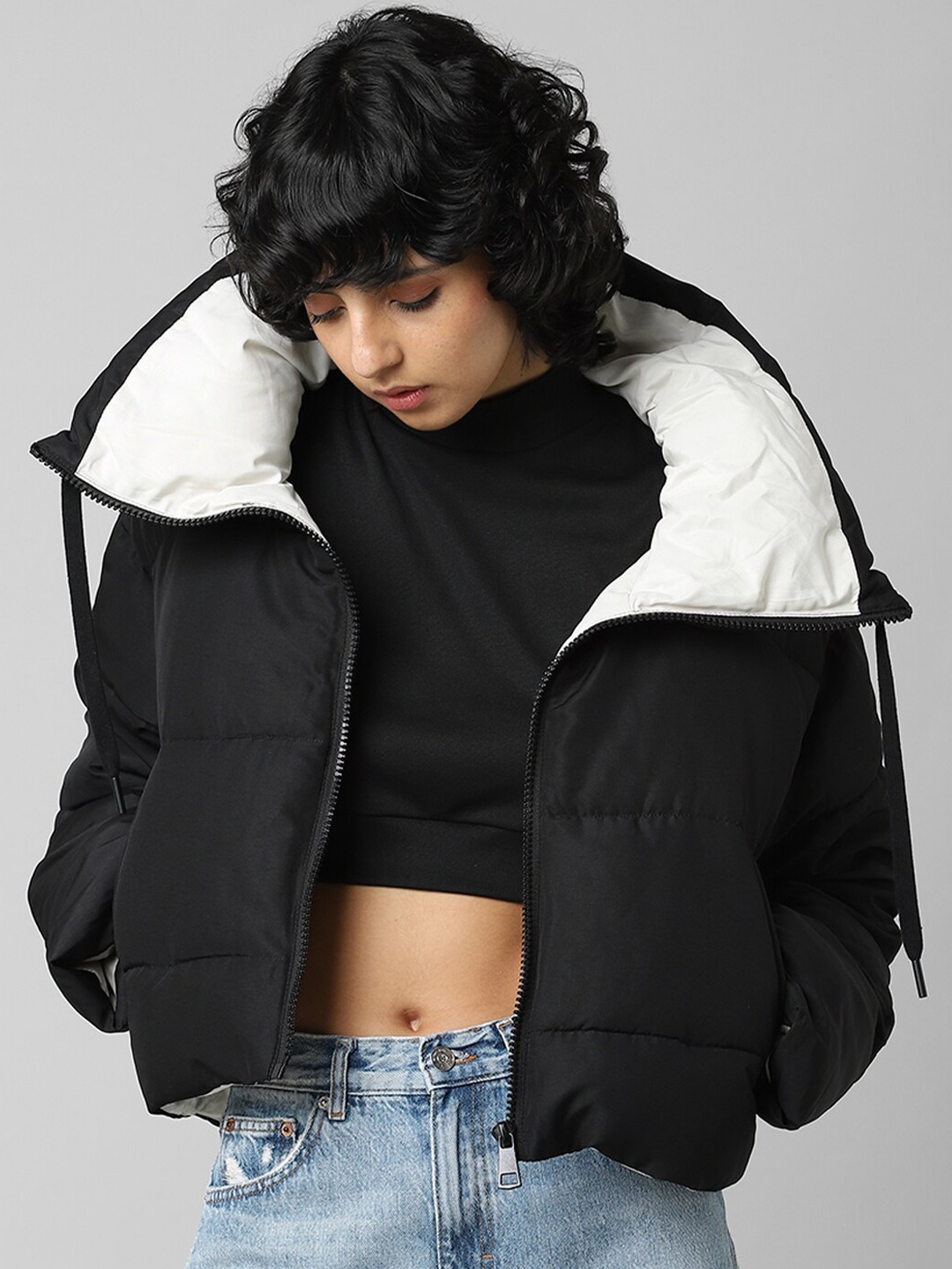 

ONLY Women Black Solid Bomber Jacket