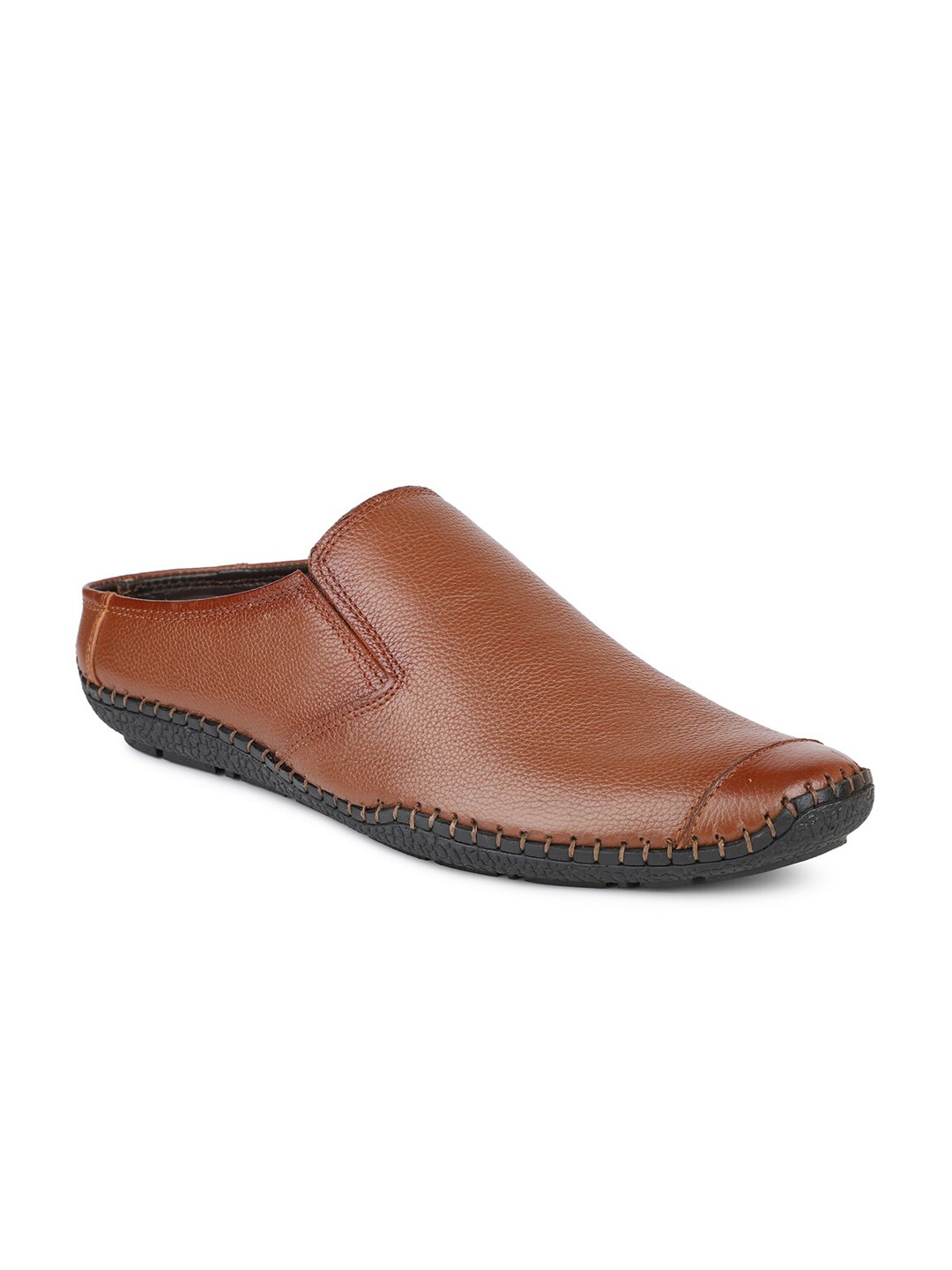 

PRIVO by Inc.5 Men Tan Brown Leather Mules