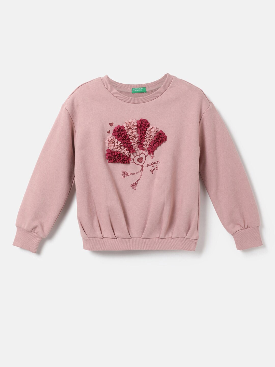 

United Colors of Benetton Girls Pink Cotton Sweatshirt