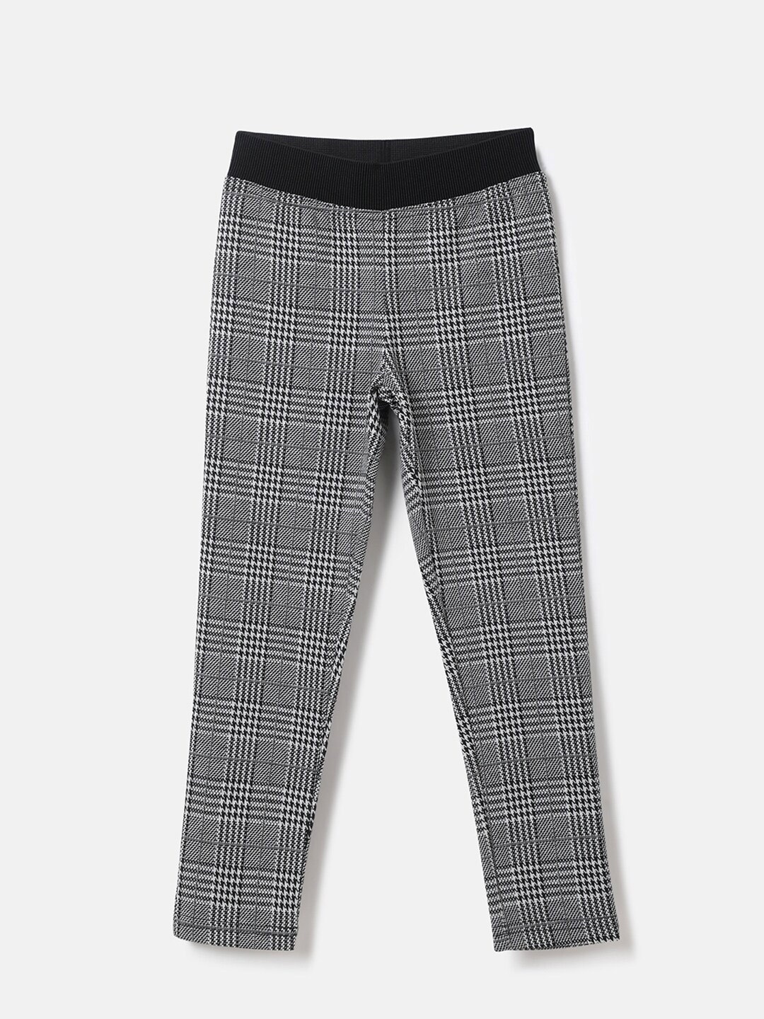 

United Colors of Benetton Girls Grey Checked Woven Jeggings