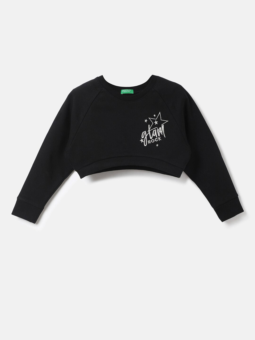

United Colors of Benetton Girls Black Printed Cotton Sweatshirt