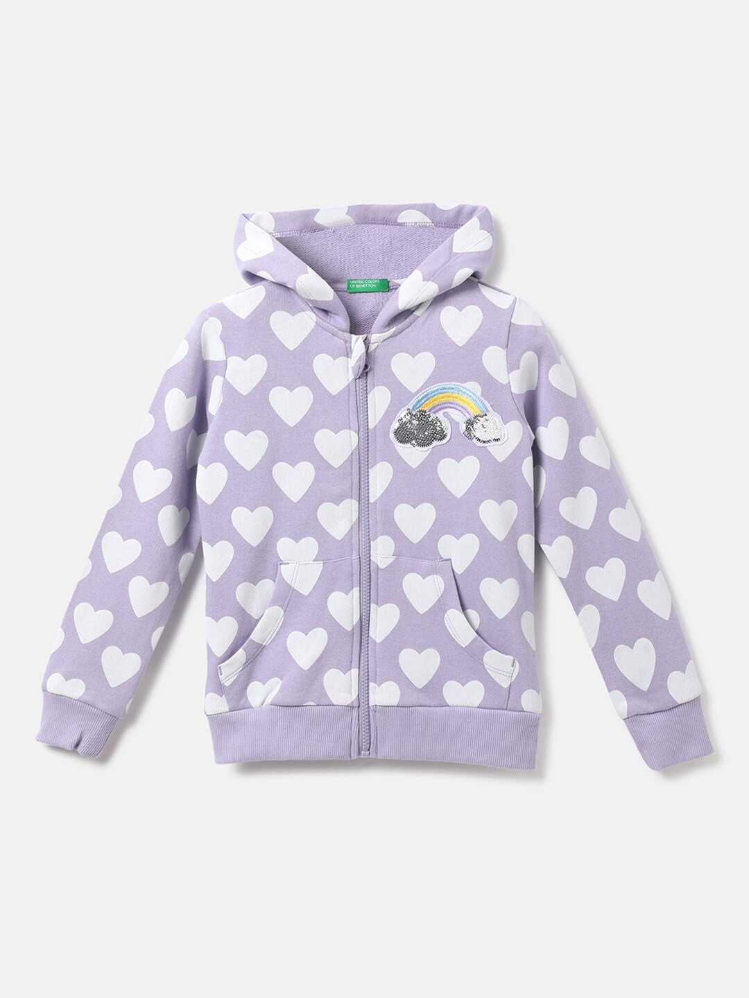 

United Colors of Benetton Girls Purple Printed Cotton Sweatshirt